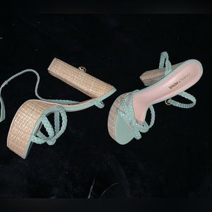 Mint green wedge heels. Size 10